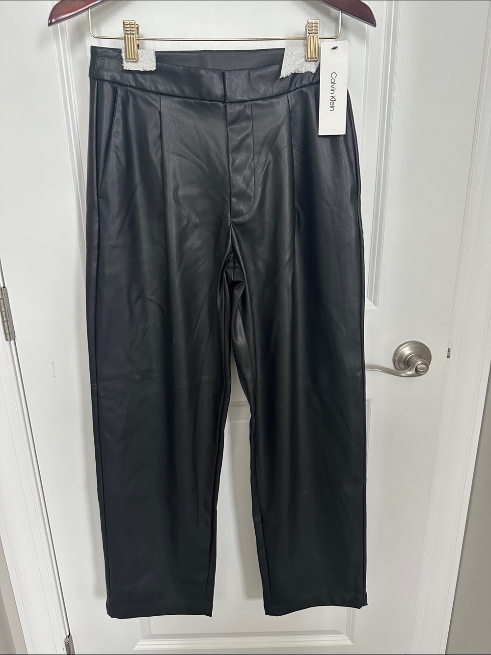 Calvin Klein Black Faux Leather Women’s  Pants NWT